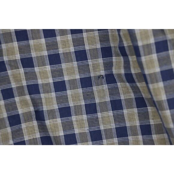 TownCraft Mens Size Large Wrinkle Free Button Up Long Sleeve Plaid Shirt Navy - Picture 7 of 7